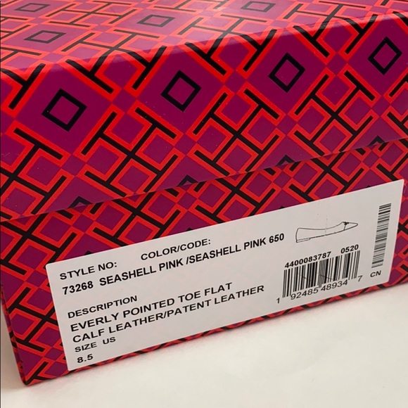 Tory Burch Everly Pointed Toe Leather Flats Pink - Picture 9 of 10